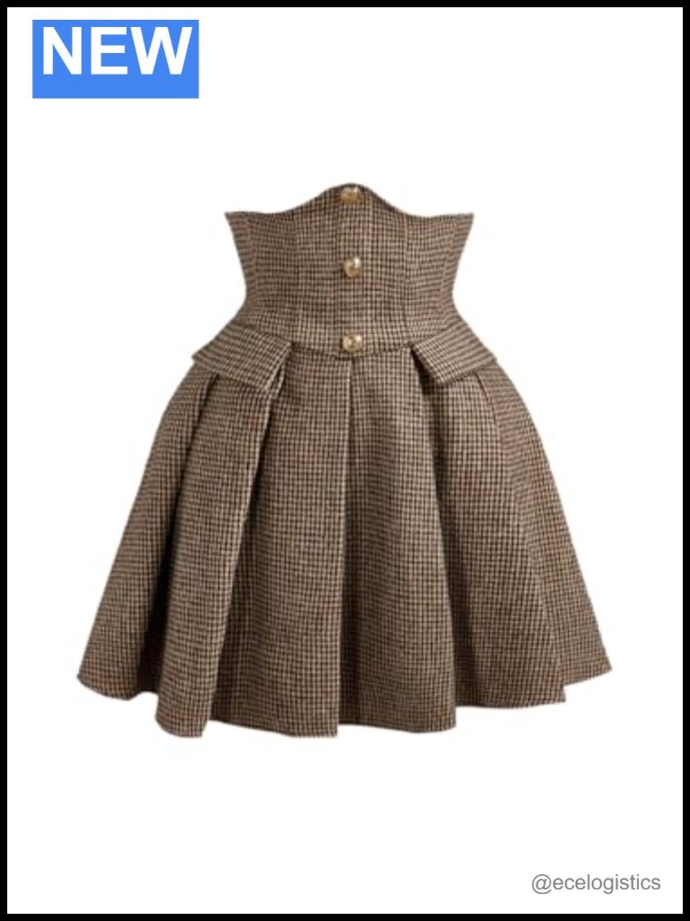 Women's Plaid A-Line Mini Skirt High Waist Flowy Button Front